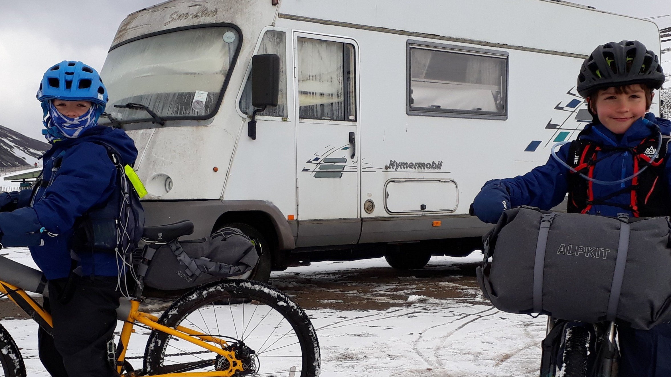Emily's first winter bikepacking adventure with her kids