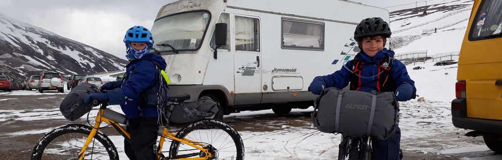 Emily's first winter bikepacking adventure with her kids